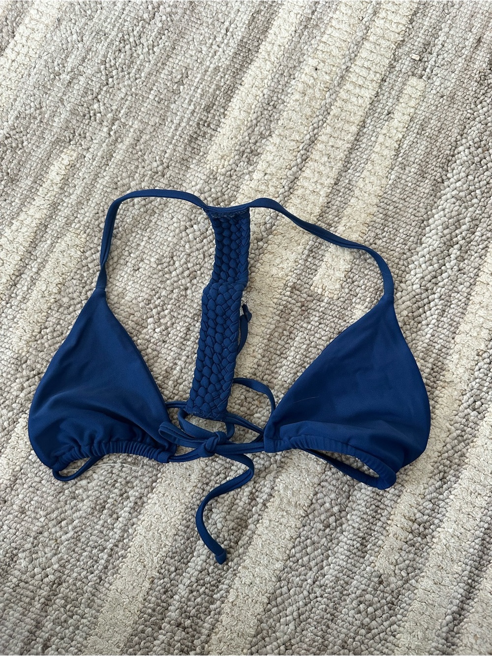Navy Braided Racerback Triangle Bikini Top